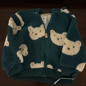 Carter's Teal and White Fleece Bear Hoodie